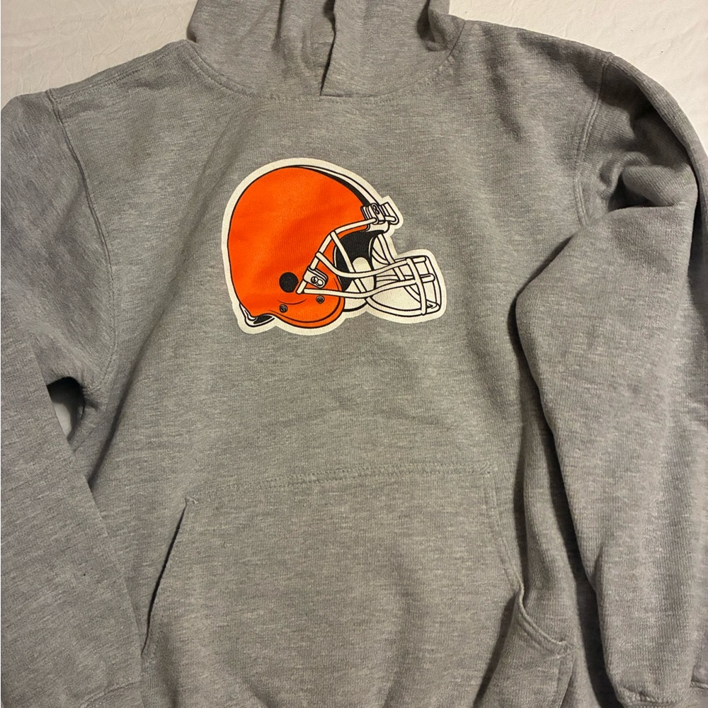 NFL Gray Hoodie with Orange Cleveland Browns Helmet Design